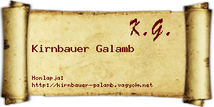 Kirnbauer Galamb névjegykártya